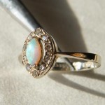 Weißgold Ring 585 1,9gr Opal 6mm x 3mm und 10 Brillanten Endpreis 169€ 3