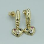 Herz Ohrringe aus 585 Gold / Rubin / Saphir / Diamant