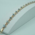 585 Rosegold Armband mit Blautopas