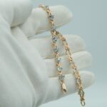 585 Rosegold Armband mit Blautopas