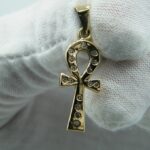 Ankh Kreuz aus 750 Gold mit natürlichen Diamanten - Handarbeit