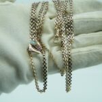 Taschenuhrenkette aus 333 Gold mit Edelsteinen