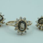 Elegantes Rauchquarz-Diamant-Set aus 585 Roségold