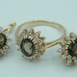 Elegantes Rauchquarz-Diamant-Set aus 585 Roségold