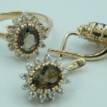 Elegantes Rauchquarz-Diamant-Set aus 585 Roségold