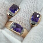 Elegantes Amethyst-Diamant-Set aus 585 Roségold