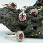 Elegantes Rubin-Diamant-Set aus 585 Roségold