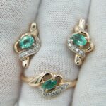 Elegantes Smaragd-Diamant-Set aus 585 Roségold