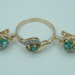 Elegantes Smaragd-Diamant-Set aus 585 Roségold
