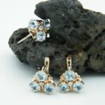 Elegantes Topaz-Diamant-Set aus 585 Roségold