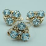 Elegantes Topaz-Diamant-Set aus 585 Roségold