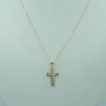 Kreuz Anhänger aus 585er Gelbgold - Weißgold