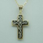 Kreuz Anhänger aus 585er Gelbgold - Weißgold