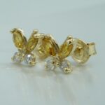 Schmetterlinge Ohrstecker aus 585 Gold mit gelben Zirkonias in Marquiseschliff und Brillantenschliff
