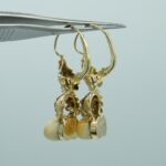 Antiker Grandel Set aus 585 Gold - Ohrhänger und Anstecknadel