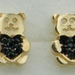 Bären Ohrstecker mit edlen Gold Glanz und dem zauberhaften Design mit gefassten schwarzen Zirkonien