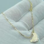Fuß Armband mit Füßchen Anhänger aus massiv 585/- Gelbgold