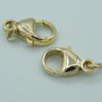 Karabiner aus 585 Gold massiv gewölbt mit zusätzliche Goldöse 3