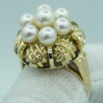 Wuchtiges Vintage Ring aus 585/- Gelbgold mit 7 Perlen