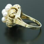 Wuchtiges Vintage Ring aus 585/- Gelbgold mit 7 Perlen