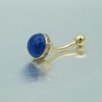Piercing 750 Gold mit gefassten Zirkonia Steinen und emaillierte Unterseite