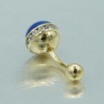 Piercing 750 Gold mit gefassten Zirkonia Steinen und emaillierte Unterseite