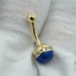 Piercing 750 Gold mit gefassten Zirkonia Steinen und emaillierte Unterseite