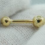 Piercing Barbell Hantel mit 2 Kugeln aus 750 Gold