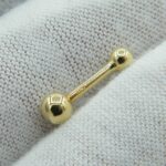 Piercing Barbell Hantel mit 2 Kugeln aus 750 Gold