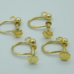 1 Paar Massive 585 Gelbgold Klemmschraube Brisuren mit offener Öse für weitere Motive